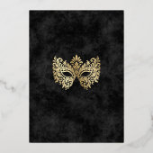 Elegant zwart masker Quinceanera Folie Uitnodiging (Achterkant)