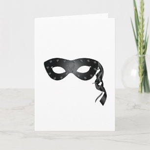 Elegant zwart Masquerade Masker met Bloemenkant Kaart