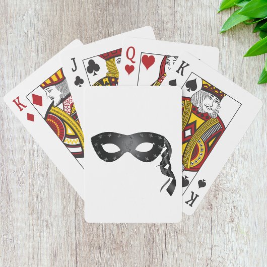 Elegant zwart Masquerade Masker met Bloemenkant Pokerkaarten
