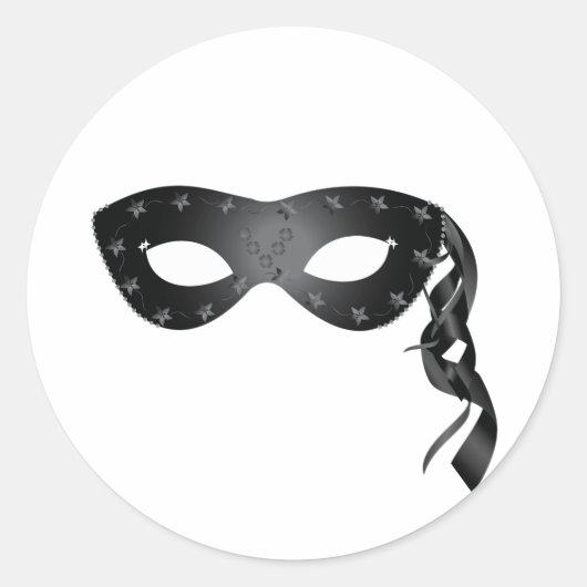Elegant zwart Masquerade Masker met Bloemenkant Ronde Sticker (Voorkant)