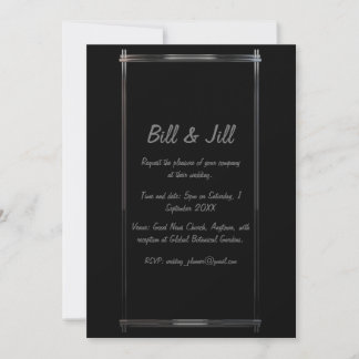 Elegant zwart met Chrome Deco Border Wedding Kaart