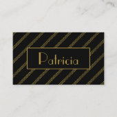 Elegant zwart met diagonaal gekleurde gouden lijne visitekaartje (Voorkant)