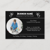 Elegant zwart met foto Pet Care Visitekaartje (Voorkant)