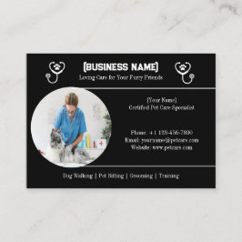 Elegant zwart met  foto Pet Care Visitekaartje