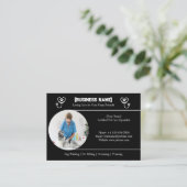 Elegant zwart met foto Pet Care Visitekaartje (Staand voorkant)