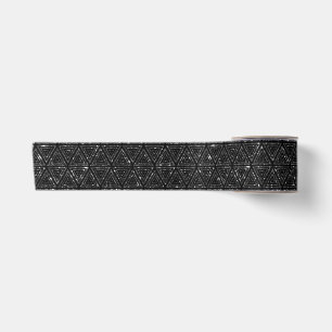 Elegant zwart met glitter look driehoekige print satijnen lint