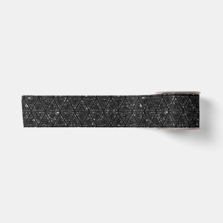 Elegant zwart met glitter look driehoekige print satijnen lint