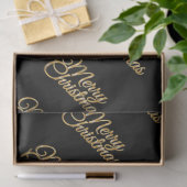 Elegant zwart met goud vrolijk kerstscript tissuepapier (Geschenk)