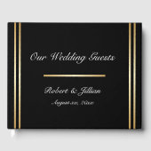 Elegant zwart met gouden bruiloft gastenboek (Voorkant)