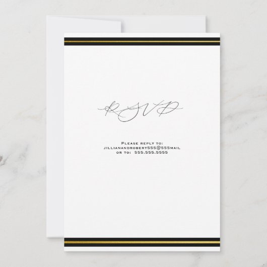 Elegant zwart met gouden bruiloft kaart (Achterkant)