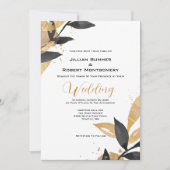 Elegant zwart met gouden bruiloft kaart (Voorkant)