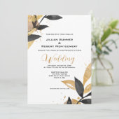 Elegant zwart met gouden bruiloft kaart (Staand voorkant)