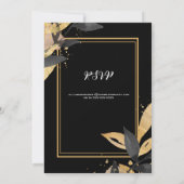 Elegant zwart met gouden bruiloft kaart (Achterkant)