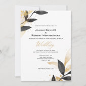 Elegant zwart met gouden bruiloft kaart (Voorkant)