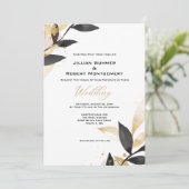 Elegant zwart met gouden bruiloft kaart (Staand voorkant)