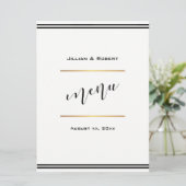 Elegant zwart met gouden bruiloft menu (Staand voorkant)