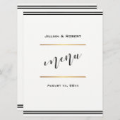 Elegant zwart met gouden bruiloft menu (Voorkant / Achterkant)