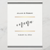 Elegant zwart met gouden bruiloft menu (Voorkant)