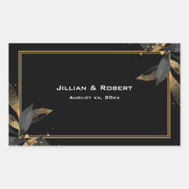Elegant zwart met gouden bruiloft rechthoekige sticker