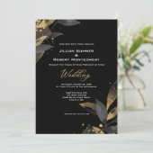 Elegant Zwart Met Gouden Trouwfeest Kaart (Staand voorkant)