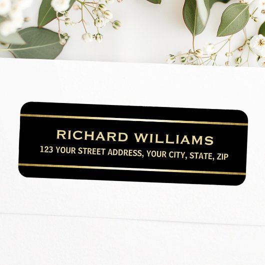 Elegant zwart met goudgradiëntranden etiket