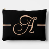 Elegant zwart met perzik monogram etui (Voorkant)