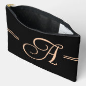 Elegant zwart met perzik monogram etui (Open)