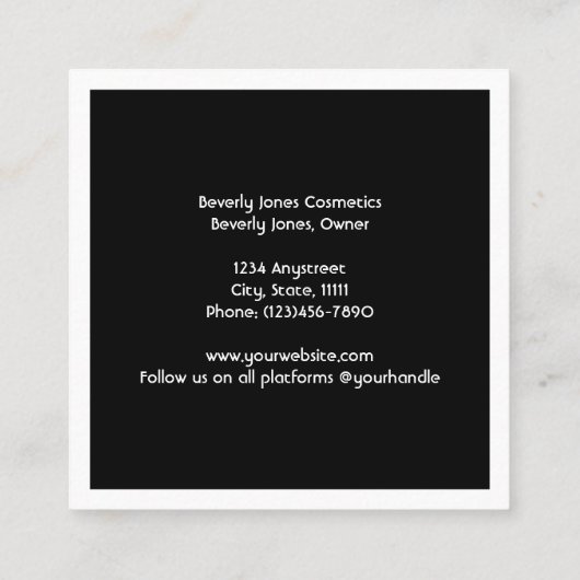 Elegant zwart met wit rand Visitekaartje (Achterkant)