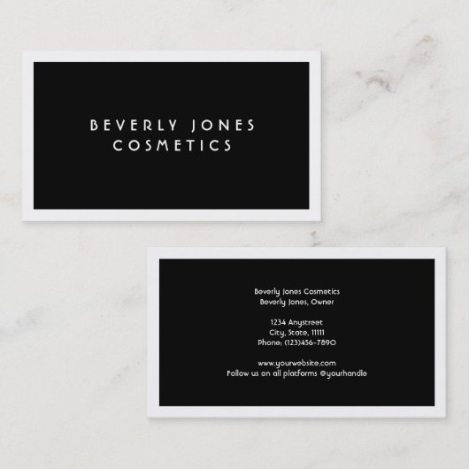 Elegant zwart met wit rand Visitekaartje Kortingskaartje (Voorkant / Achterkant)