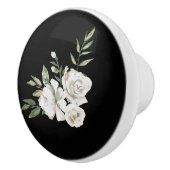 Elegant Zwart met Witte Bloemen Lade Keramische Knop (Rechts)