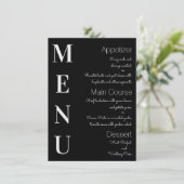 Elegant Zwart met Witte Tekst Menu (Staand voorkant)