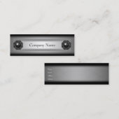 Elegant Zwart Metaal Zilver Skinny 2 Mini Visitekaartje (Voorkant / Achterkant)