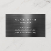 Elegant Zwart Metallic Monogram Consultant Visitekaartje (Achterkant)