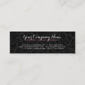 Elegant zwart & Metallic zilver Damasks 2 Mini Visitekaartje (Achterkant)