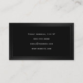 Elegant zwart metallisch wettelijk visitekaartje (Achterkant)