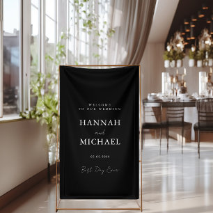 Elegant, zwart, minimale bruiloft spandoek