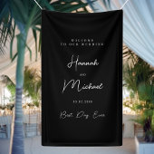 Elegant, zwart, minimale bruiloft spandoek