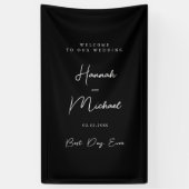 Elegant, zwart, minimale bruiloft spandoek (Verticaal)