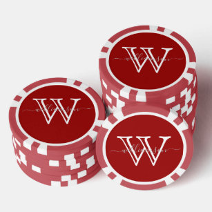 Elegant Zwart Minimale Naam en Monogram Poker Chips