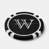 Elegant Zwart Minimale Naam en Monogram Poker Chips (Enkel)