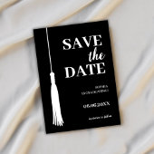 Elegant zwart minimalistisch Afstudeerder kwastje Save The Date