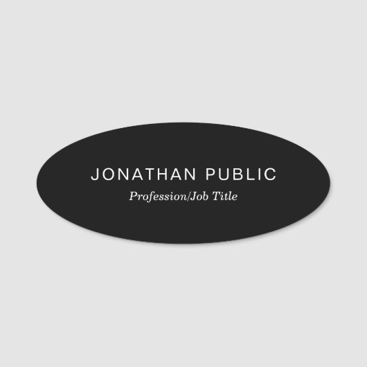 Elegant zwart minimalistisch design eenvoudige Sja Naamplaatje (Voorkant)