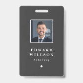 Elegant Zwart Minimalistisch ID Barcode Business Badge (Voorkant)