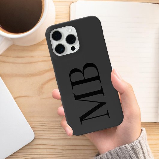 Elegant zwart minimalistisch Initiaal monogram Case-Mate iPhone Case