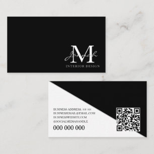 Elegant zwart minimalistisch interieurontwerp mono visitekaartje