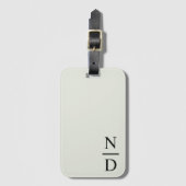Elegant zwart minimalistisch monogram Initialen Bagagelabel (Voorkant (verticaal))