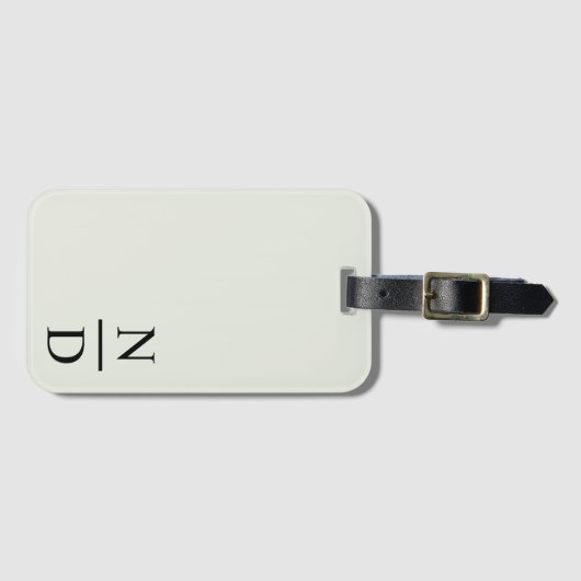 Elegant zwart minimalistisch monogram Initialen Bagagelabel (Voorkant (horizontaal))