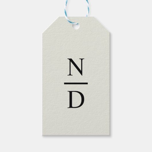 Elegant zwart minimalistisch monogram Initialen Cadeaulabel (Voorkant)