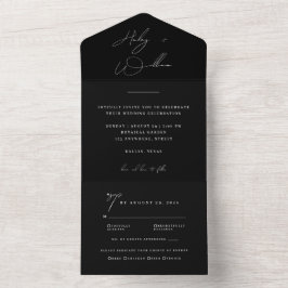 Elegant Zwart Minimalistisch Script All-in-One Tro All In One Uitnodiging