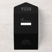 Elegant Zwart Minimalistisch Script All In One Tro Uitnodiging (Buitenkant)